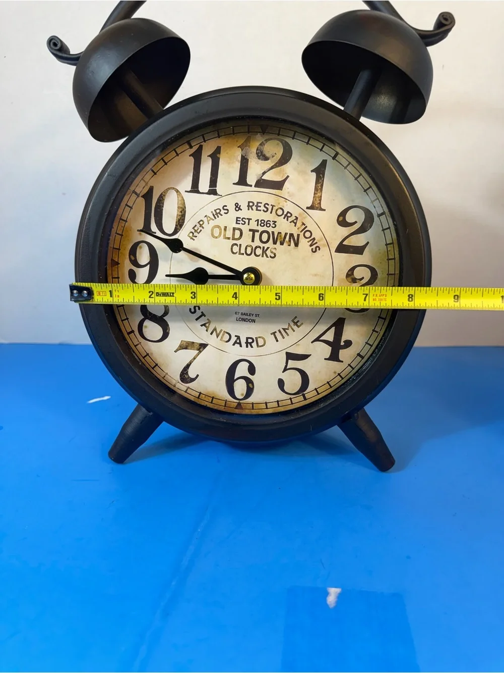 Black Vintage Twin-Bell Wall Clock - Standard Time